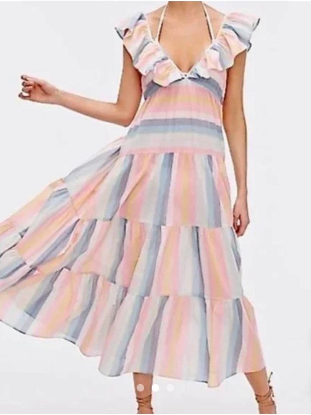 J Crew Ruffle Beach Cover-up Dress in Sunset Stripes